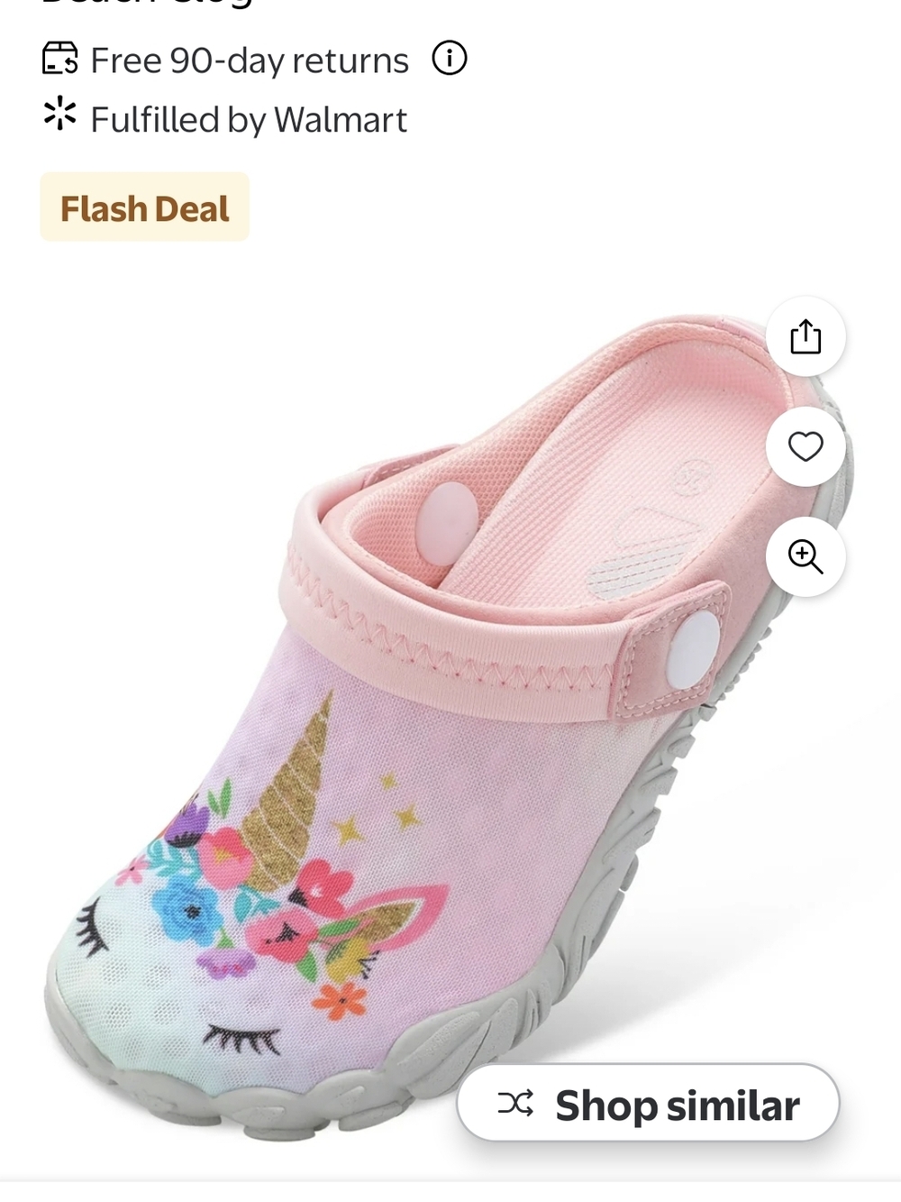 Kids Unicorn Slip-On Clog - Pink Size 1youth Big Kid